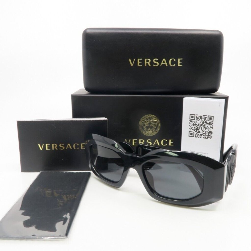 Versace Black Unisex Acetate Sunglasses